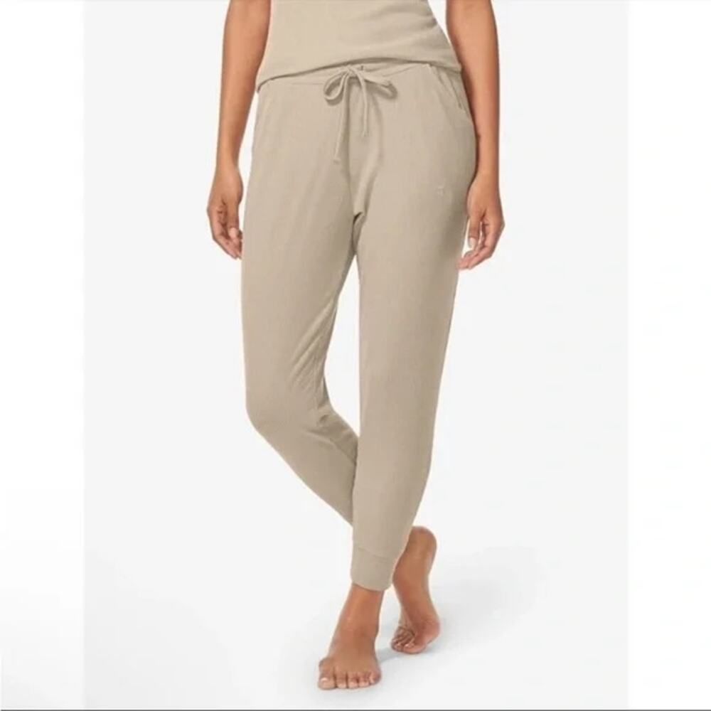 Tommy John Brushed Ribbed Jogger Pant NWT Doeskin XL Cozy Lounge PJ Travel - Picture 1 of 5